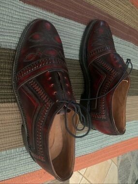 Jeffrey West burnished burgundy color Oxford dress shoes